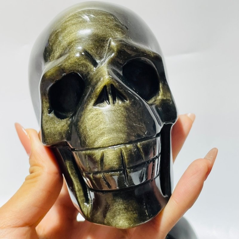 5 Pieces High Quality Gold Sheen Obsidian Skull Carving -Wholesale Crystals