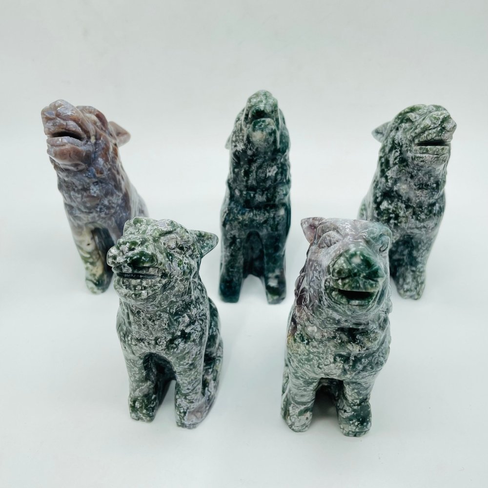 5 Pieces High Quality Large Ocean Jasper Wolf Carving -Wholesale Crystals