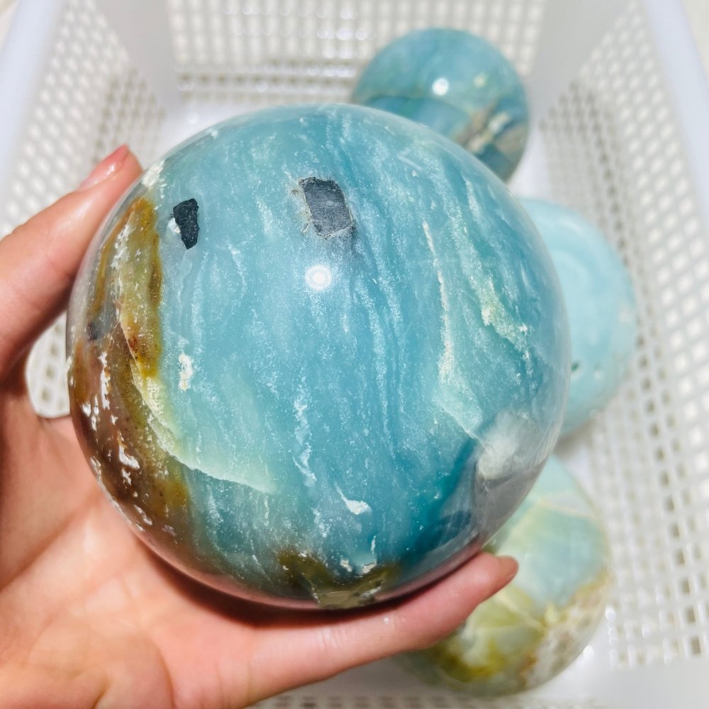 5 Pieces Large Blue Caribbean Calcite Spheres -Wholesale Crystals