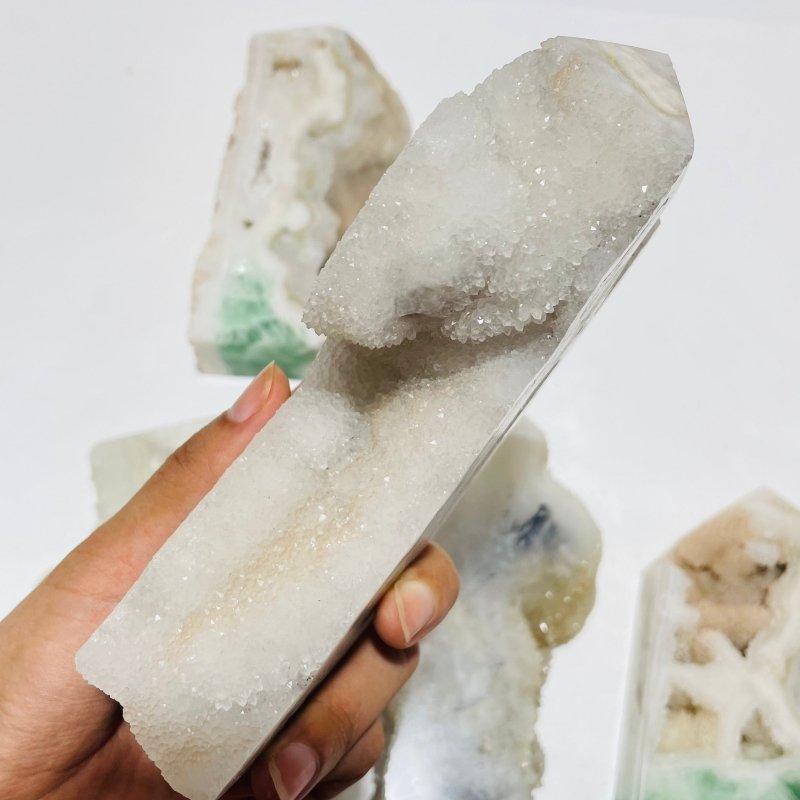 5 Pieces Large Fluorite Druzy Geode Points -Wholesale Crystals