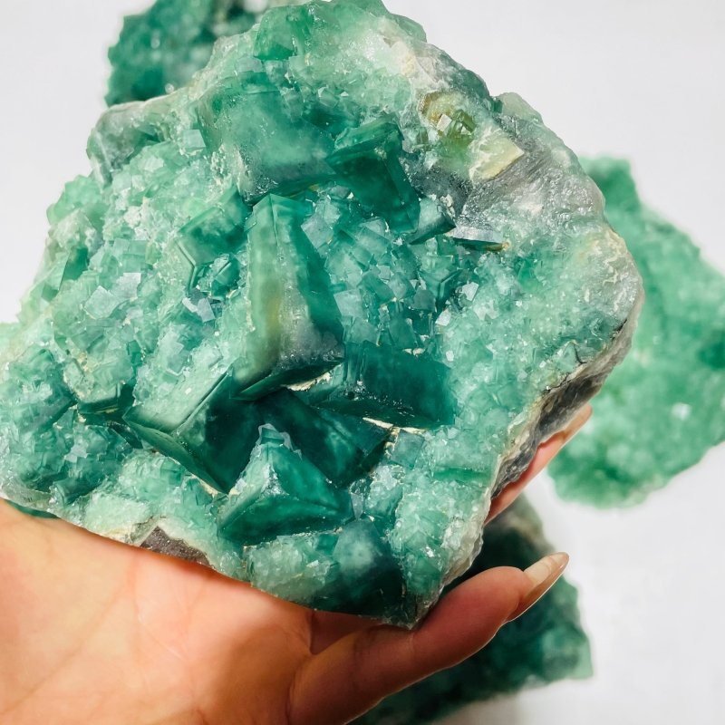5 Pieces Large Green Fluorite Specimen Cubic Raw Stone -Wholesale Crystals