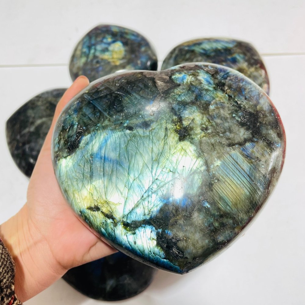 5 Pieces Large Labradorite Heart -Wholesale Crystals