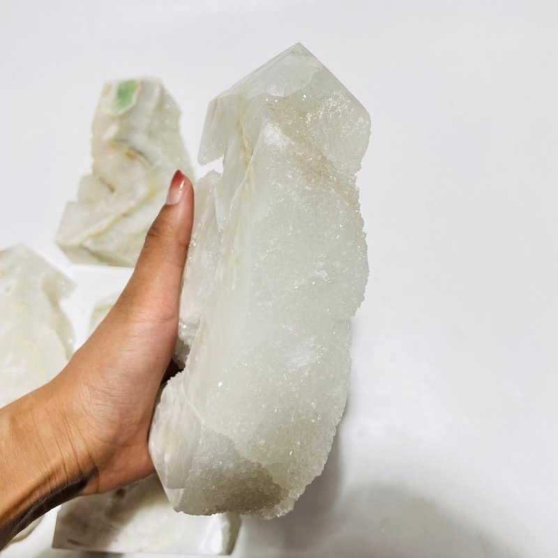 5 Pieces Large White Fluorite Druzy Geode Points -Wholesale Crystals