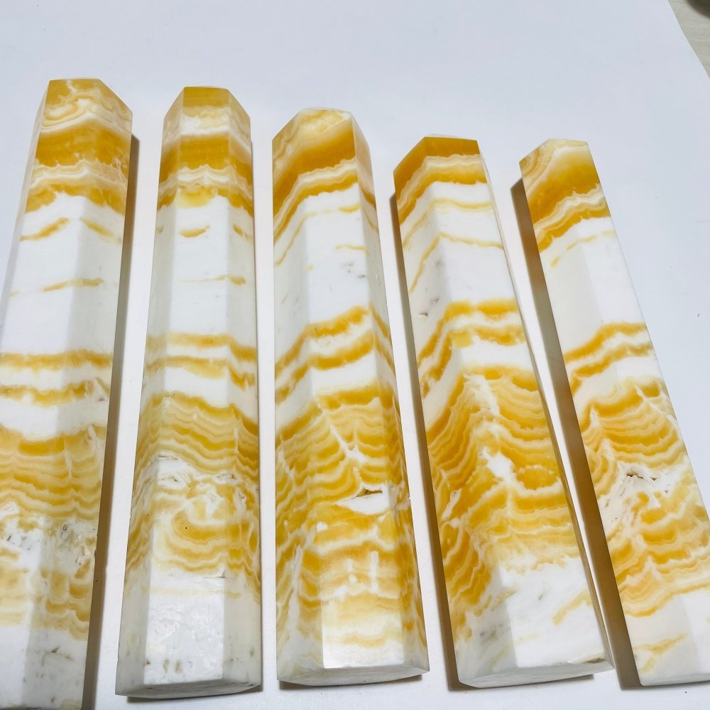 5 Pieces Large Yellow Calcite Tower Point -Wholesale Crystals