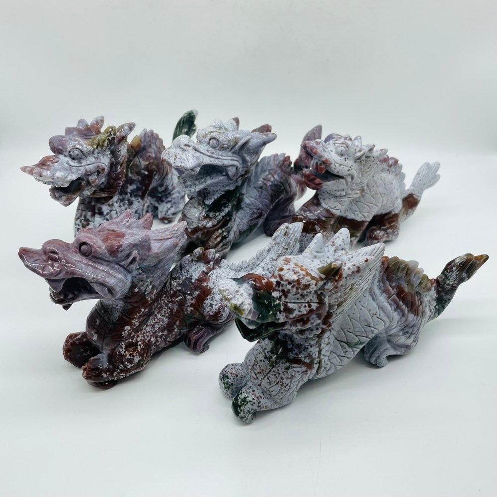 5 Pieces Ocean Jasper China Dragon Carving -Wholesale Crystals