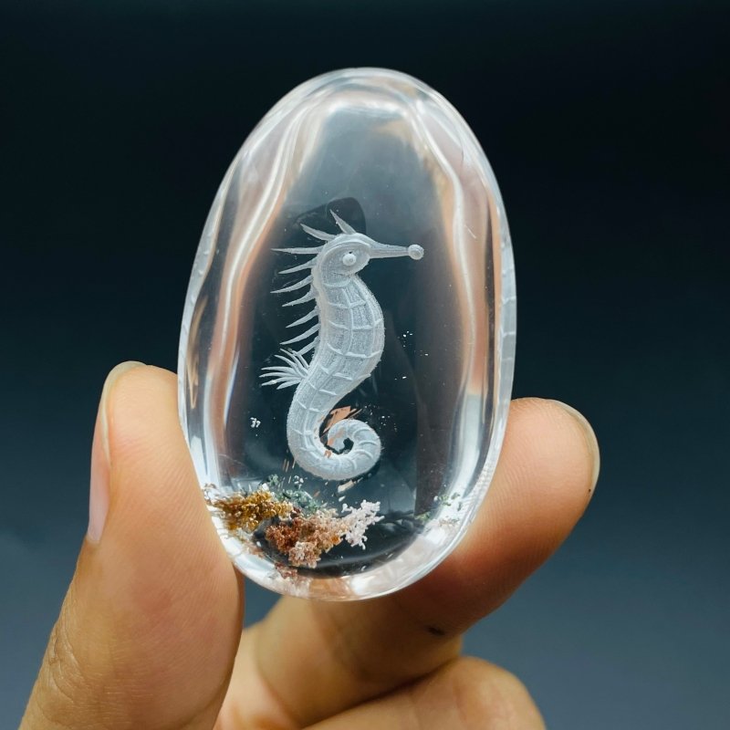 5 Pieces Seahorse Garden Quartz Inner Scene Carving -Wholesale Crystals