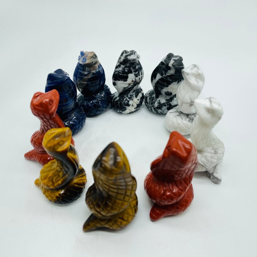 5 Types Cobra Snake Sodalite & Zebra Tiger Eye Stone Carving Wholesale -Wholesale Crystals