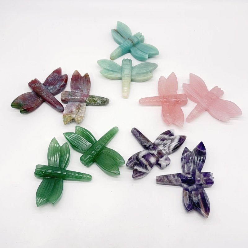 5 Types Dragonfly Crystal Carving Wholesale Caribbean Calcite Rose Quartz -Wholesale Crystals