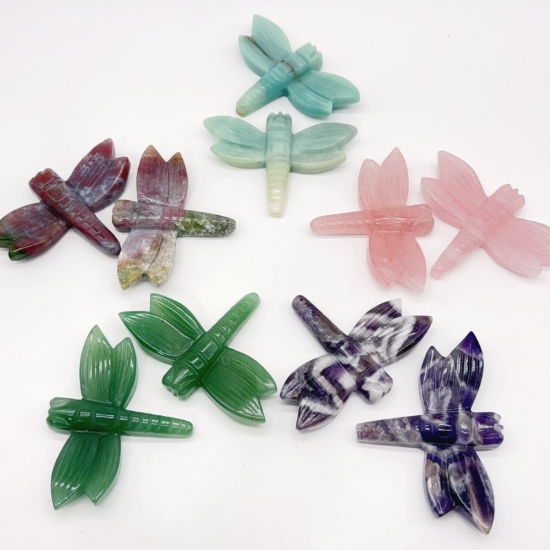 5 Types Dragonfly Crystal Carving Wholesale Caribbean Calcite Rose Quartz -Wholesale Crystals