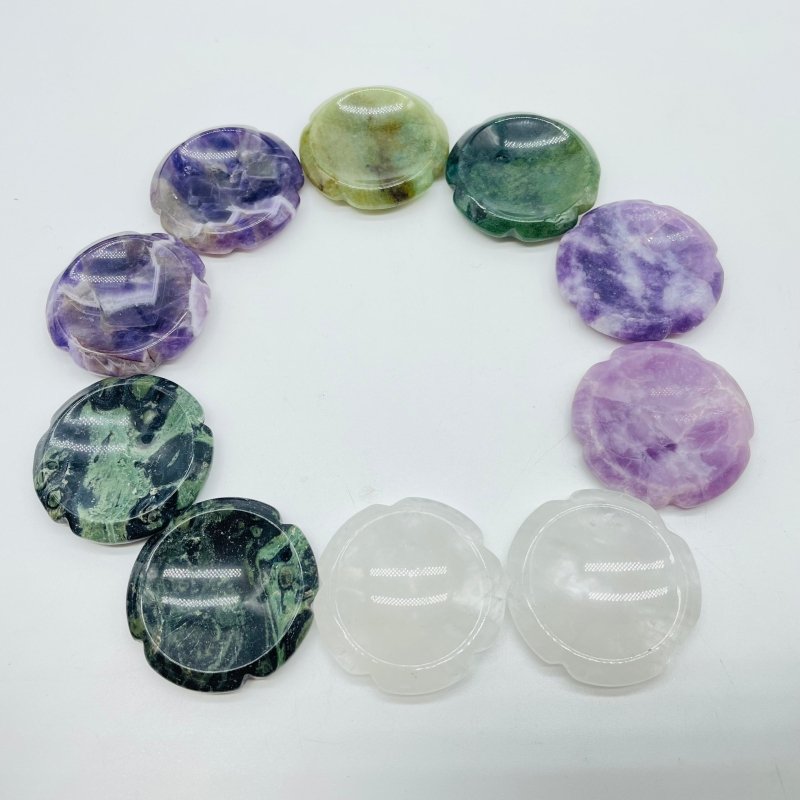 5 Types Flower Bowl Sphere Stand Wholesale Lepidolite Clear Quartz Moss Agate -Wholesale Crystals