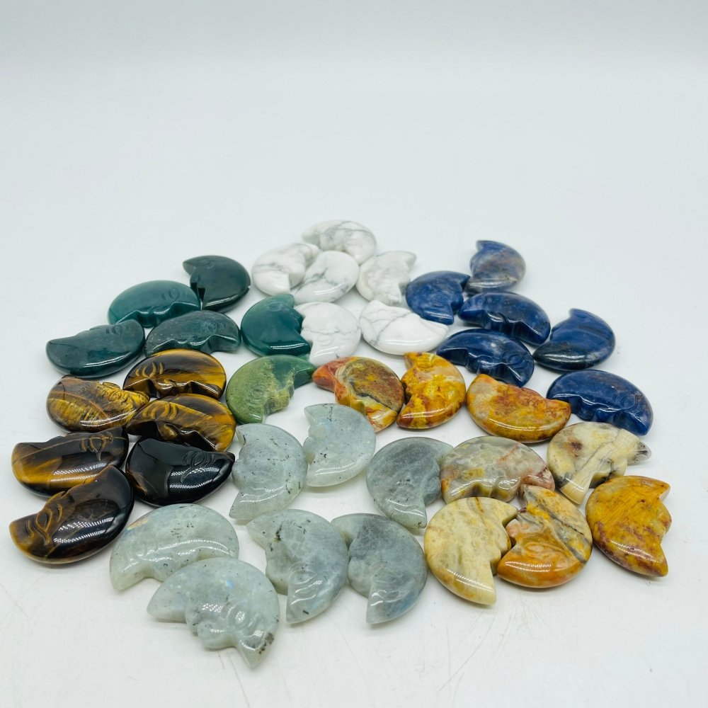 5 Types Moon Face Stone Crazy Agate & Labradorite Carving Wholesale -Wholesale Crystals