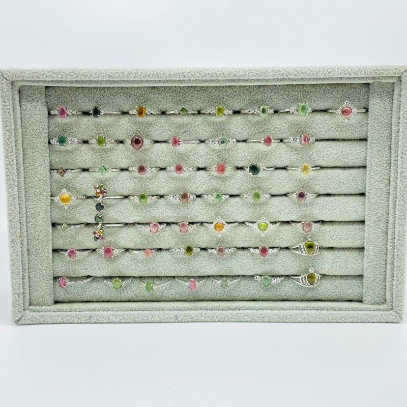 50 Pieces Colorful Tourmaline Different Styles Sterling Silver Ring - Wholesale Crystals