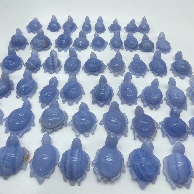 51 Pieces Blue Lace Agate Sea Turtle Carving - Wholesale Crystals