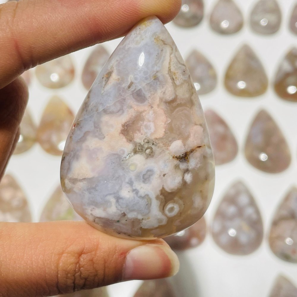 53 Pieces High Quality Sakura Flower Agate Teardrop Pendant DIY -Wholesale Crystals