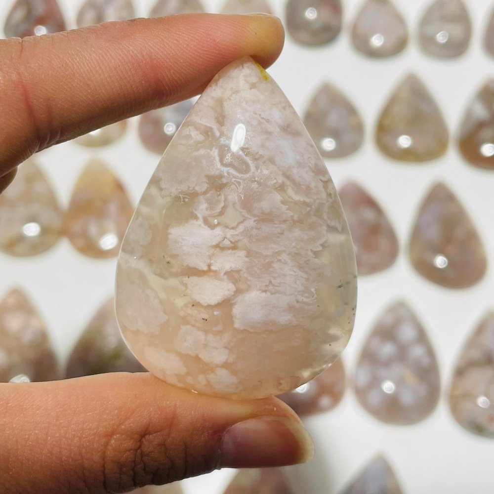 53 Pieces High Quality Sakura Flower Agate Teardrop Pendant DIY -Wholesale Crystals