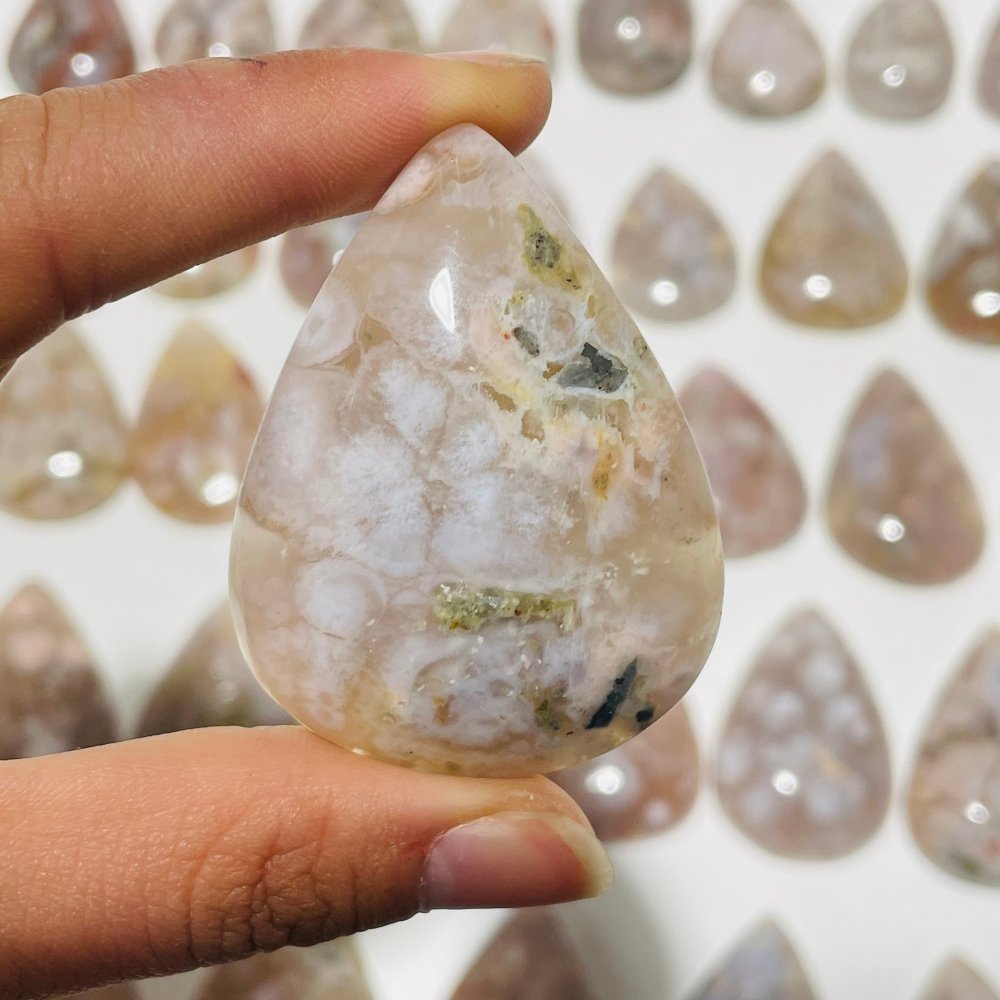 53 Pieces High Quality Sakura Flower Agate Teardrop Pendant DIY -Wholesale Crystals