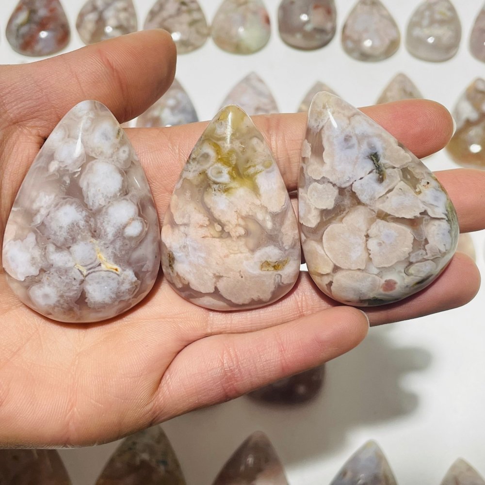 53 Pieces High Quality Sakura Flower Agate Teardrop Pendant DIY -Wholesale Crystals