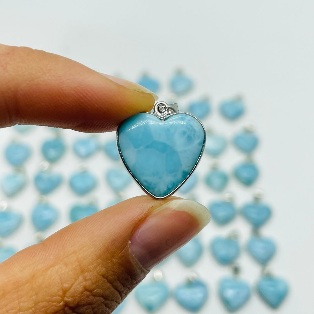 54 Pieces Larimar Heart Charm Pendant -Wholesale Crystals