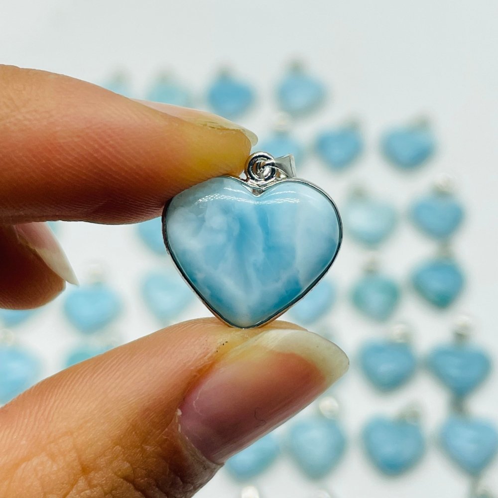 54 Pieces Larimar Heart Charm Pendant -Wholesale Crystals