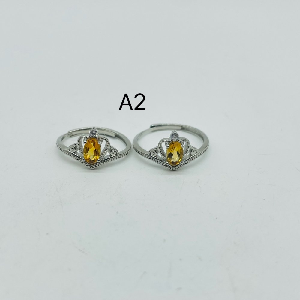 Two Styles Crown S925 Sterling Silver Citrine Crystal Ring Wholesale -Wholesale Crystals