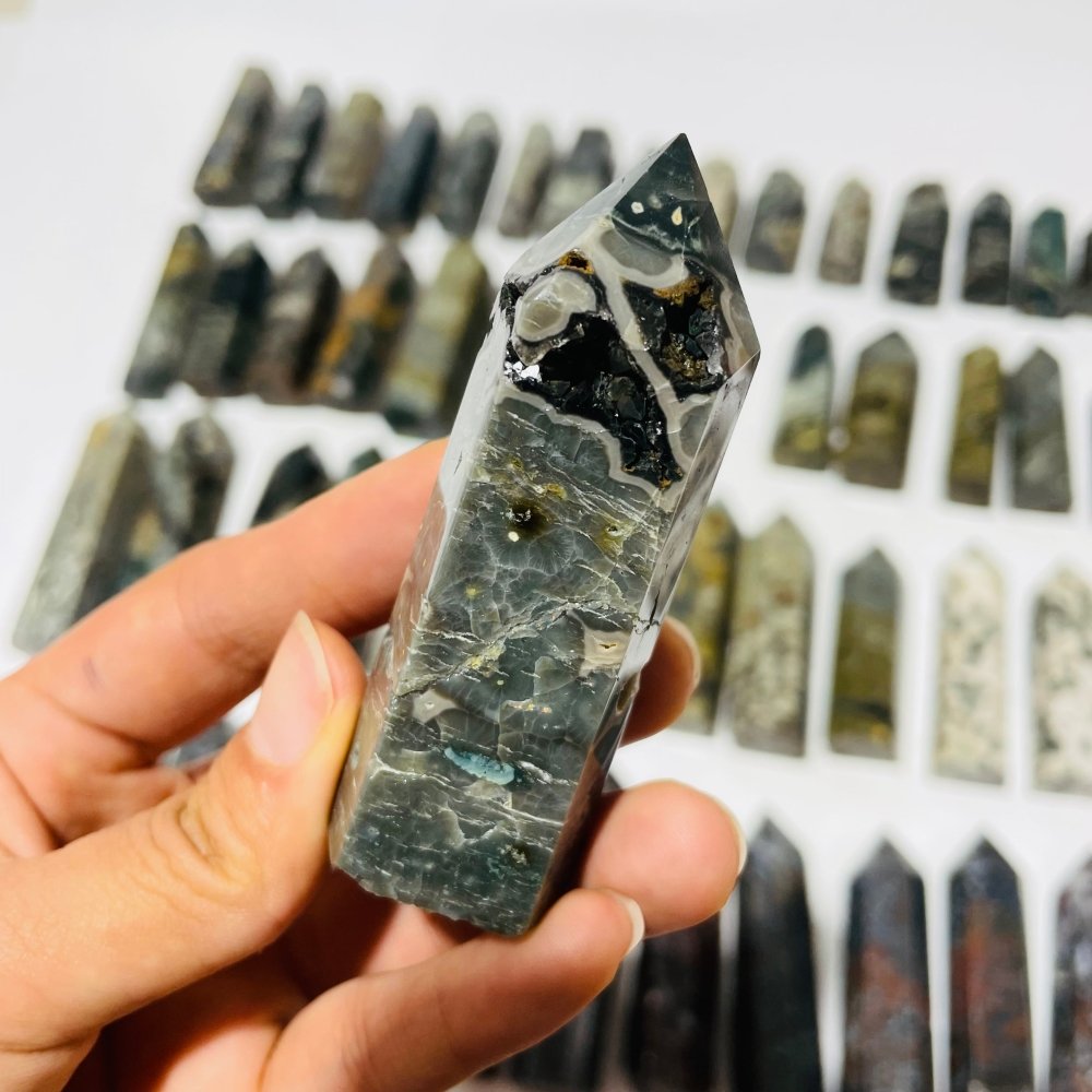 58 Pieces Green Vein Ocean Jasper Tower -Wholesale Crystals