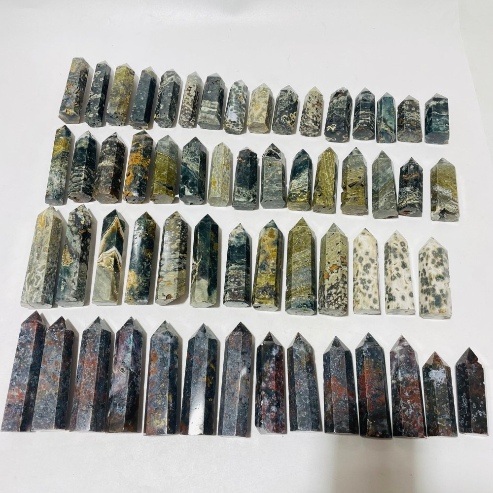 58 Pieces Green Vein Ocean Jasper Tower -Wholesale Crystals