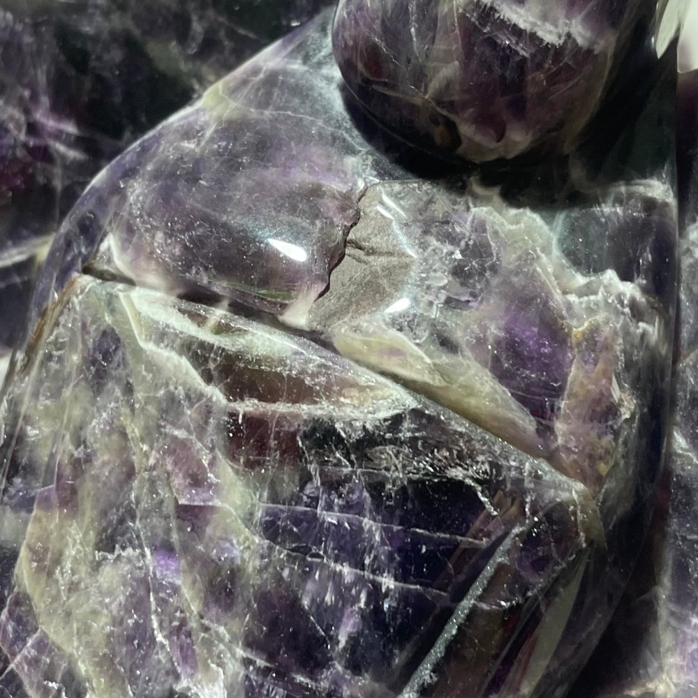 2 Pieces Large Chevron Amethyst Angel Carving(with natural crack) -Wholesale Crystals