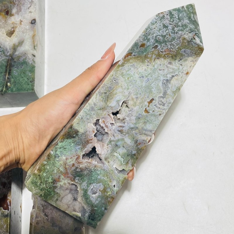 6 Pieces Beautiful Geode Druzy Ocean Jasper Large Tower -Wholesale Crystals