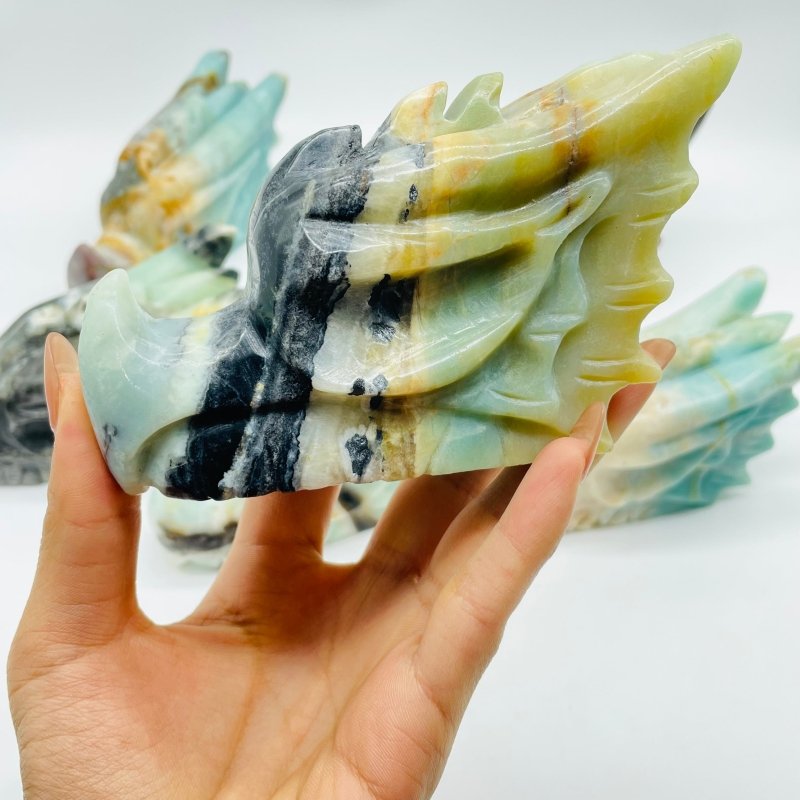 6 Pieces Caribbean Calcite Dragon Head Carving -Wholesale Crystals