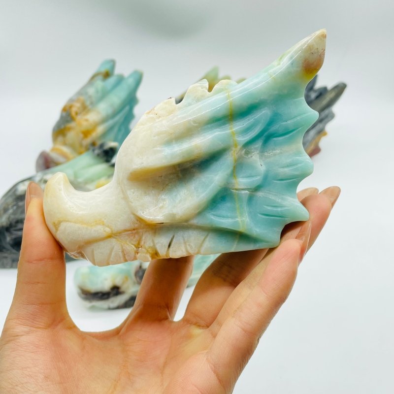 6 Pieces Caribbean Calcite Dragon Head Carving -Wholesale Crystals