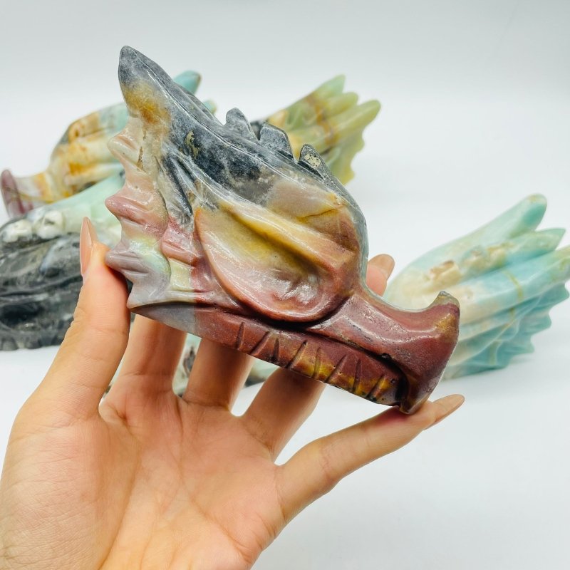 6 Pieces Caribbean Calcite Dragon Head Carving -Wholesale Crystals