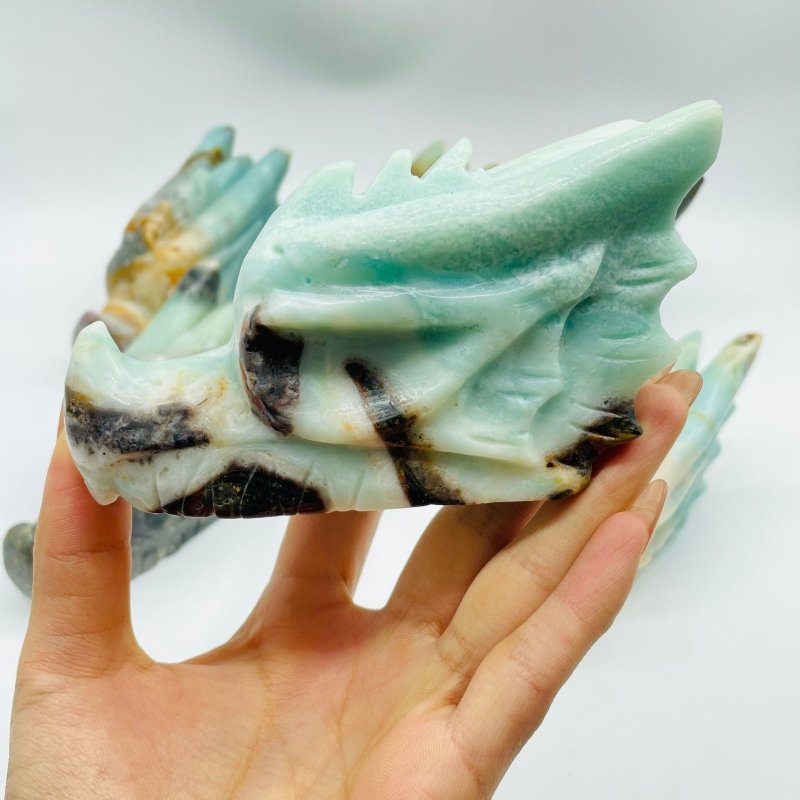 6 Pieces Caribbean Calcite Dragon Head Carving -Wholesale Crystals