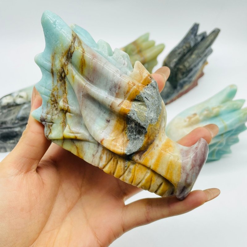 6 Pieces Caribbean Calcite Dragon Head Carving -Wholesale Crystals
