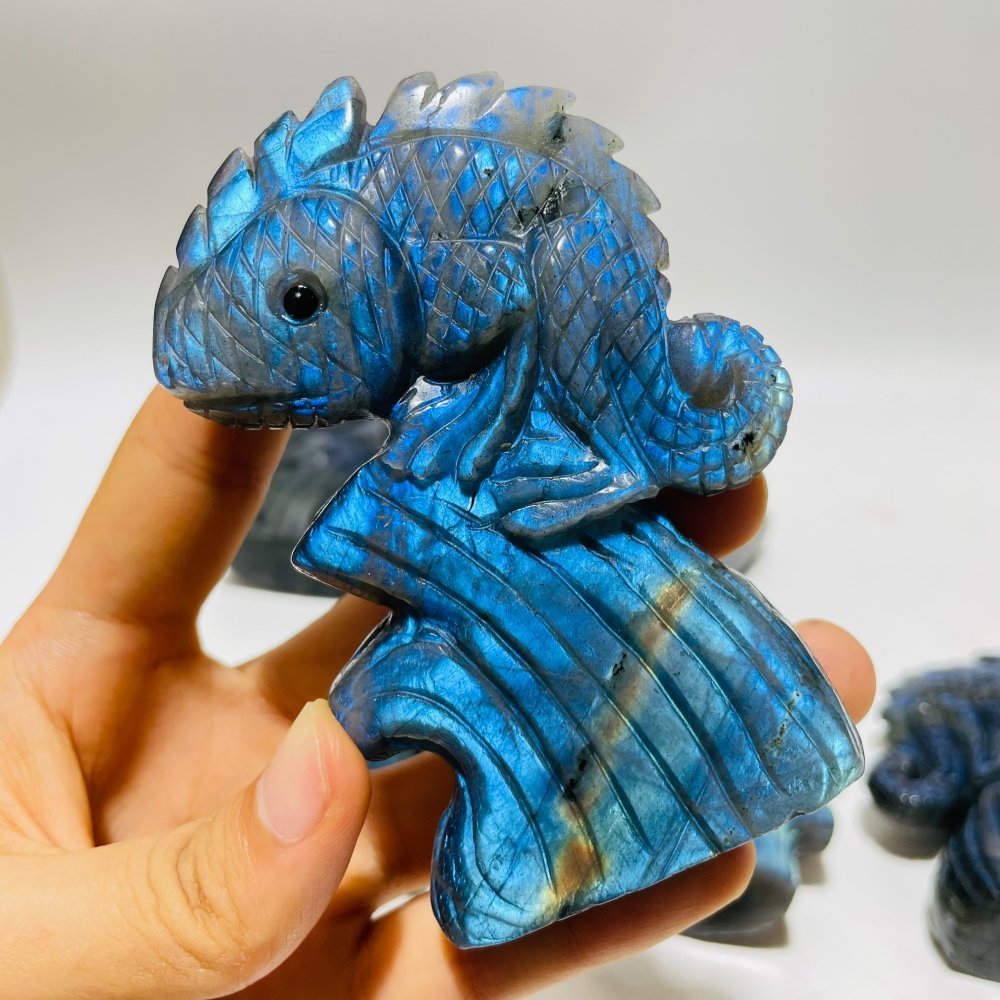 6 Pieces High Quality Labradorite Lizard Chameleon Carving -Wholesale Crystals