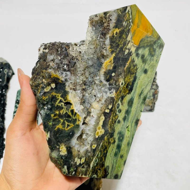 6 Pieces High Quality Large Green Sea Jasper Druzy Tower -Wholesale Crystals