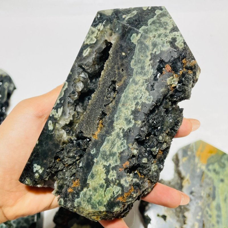 6 Pieces High Quality Large Green Sea Jasper Druzy Tower -Wholesale Crystals