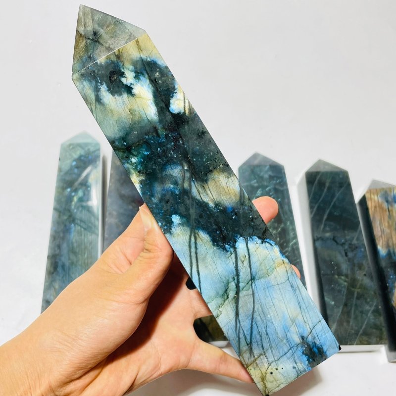 7 Pieces High Quality Large Labradorite Four-Sided Tower -Wholesale Crystals