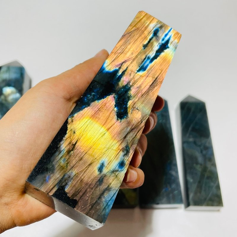 7 Pieces High Quality Large Labradorite Four-Sided Tower -Wholesale Crystals