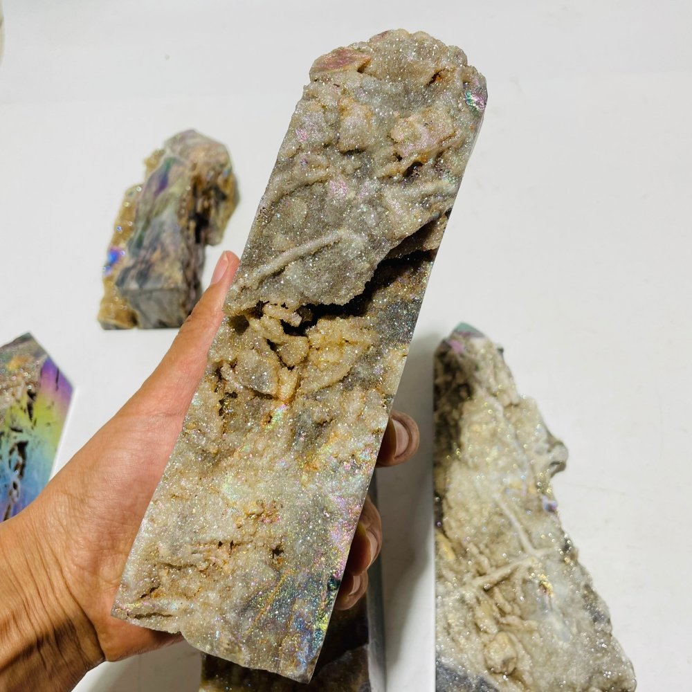 6 Pieces Large Aura Druzy Sphalerite Tower -Wholesale Crystals