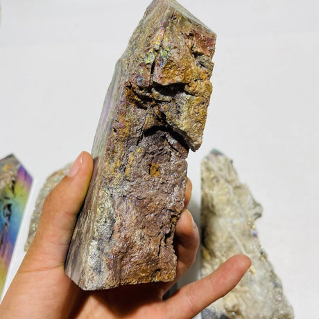 6 Pieces Large Aura Druzy Sphalerite Tower -Wholesale Crystals