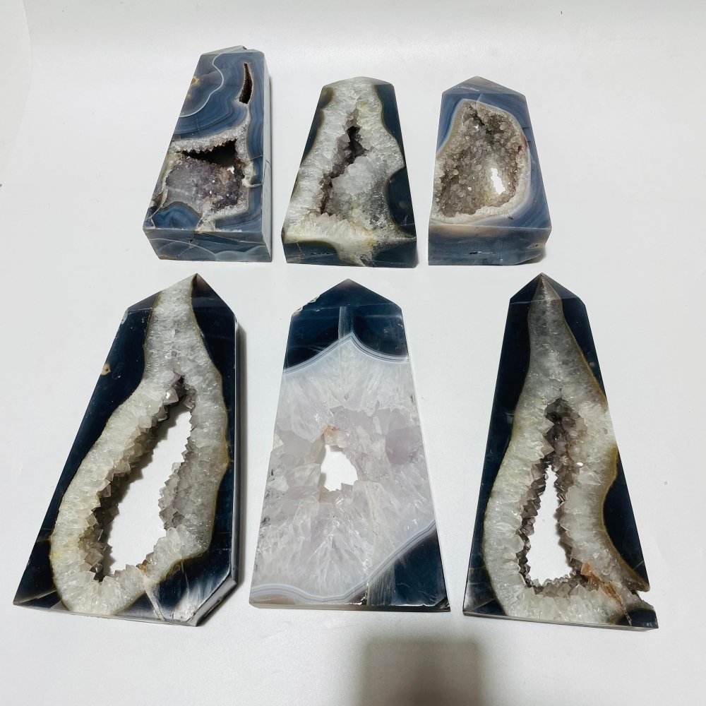 6 Pieces Large Druzy Geode Agate Points -Wholesale Crystals