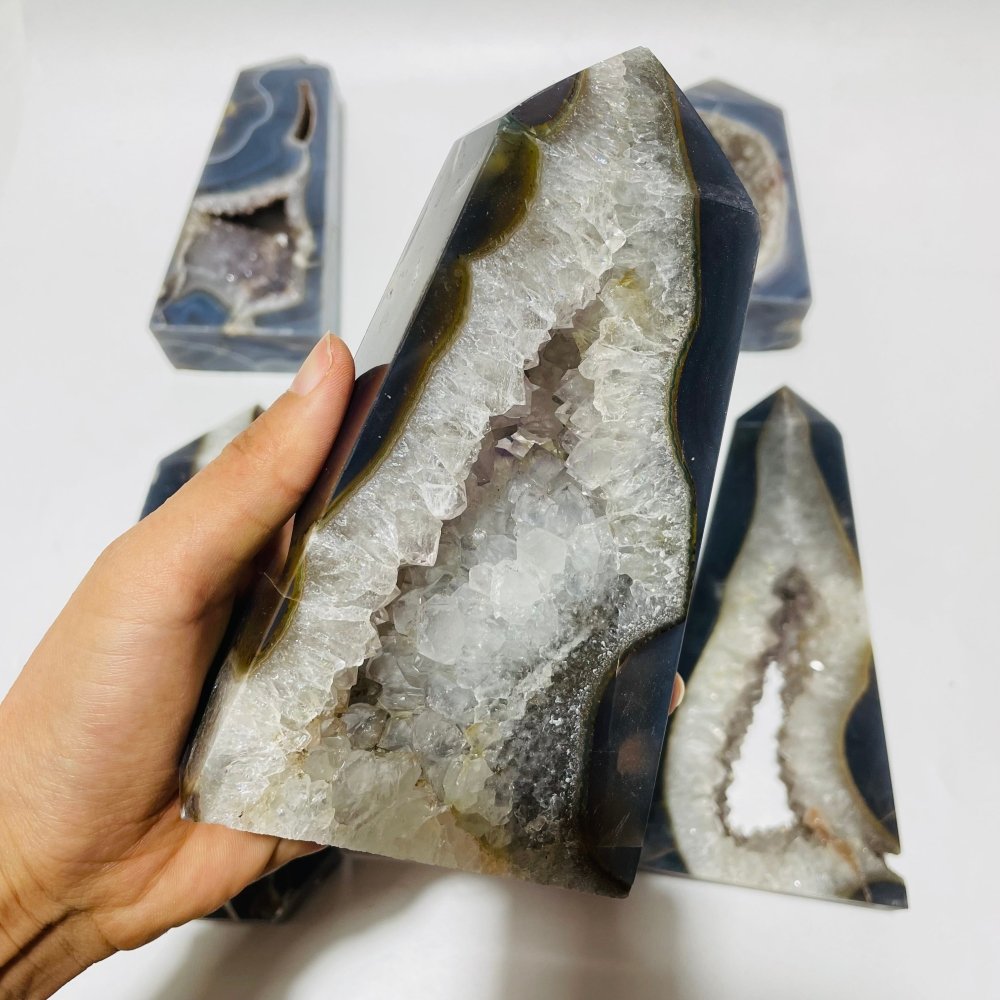 6 Pieces Large Druzy Geode Agate Points -Wholesale Crystals