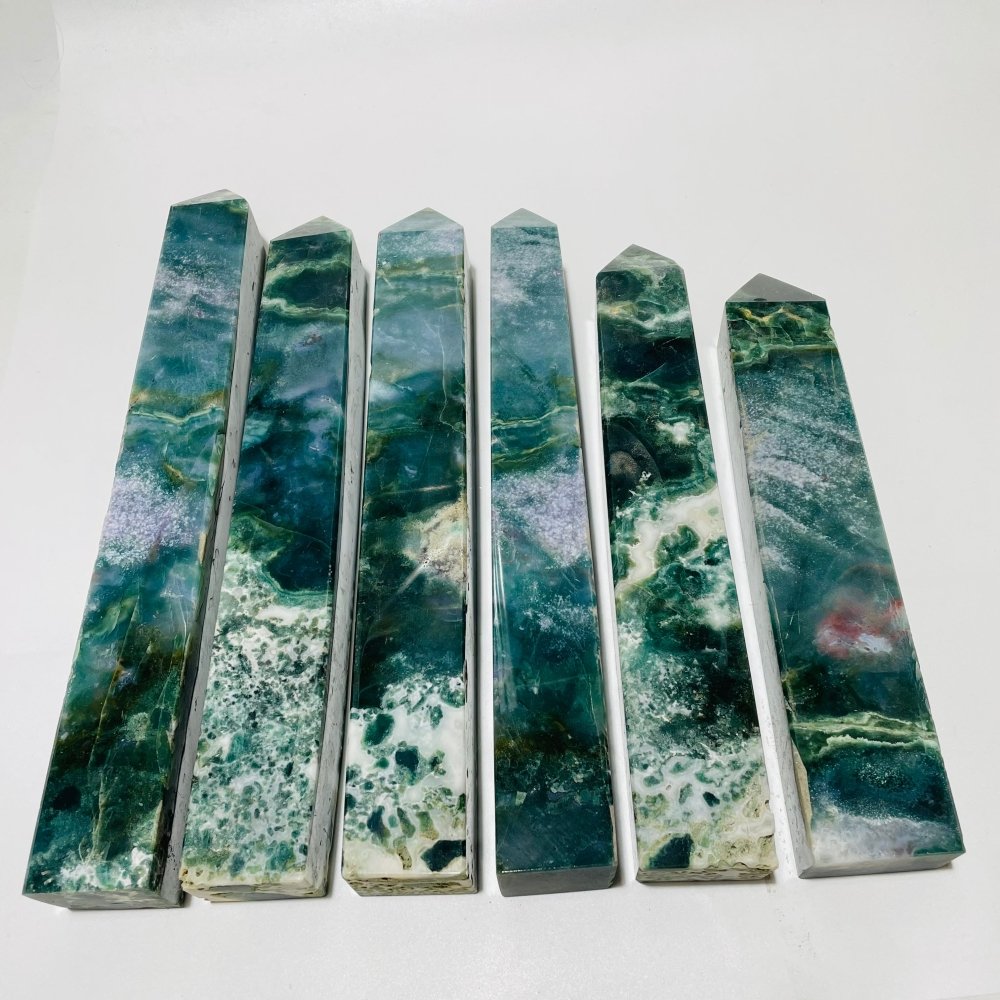 6 Pieces Large Ocean Jasper Four-Sided Tower -Wholesale Crystals