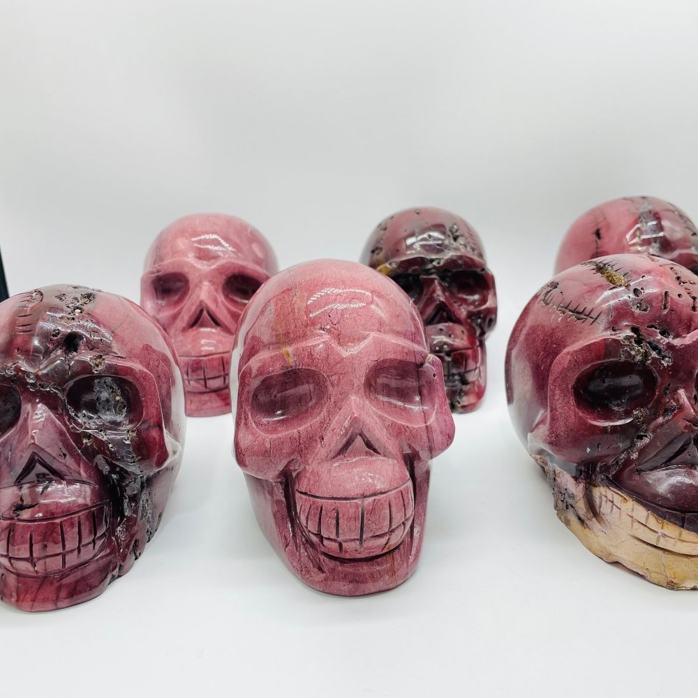 6 Pieces Large Petrified Wood Skull Carving -Wholesale Crystals