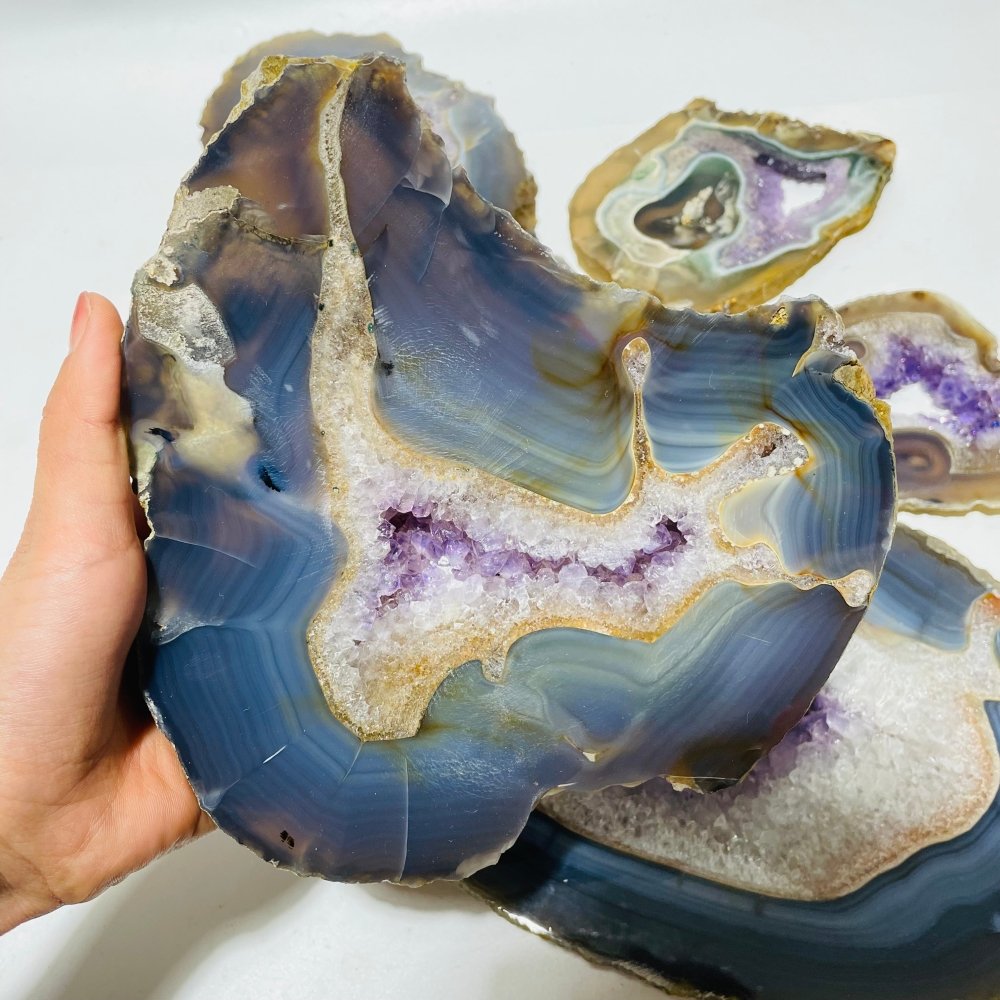 6 Pieces Large Polished Amethyst Geode Slab -Wholesale Crystals