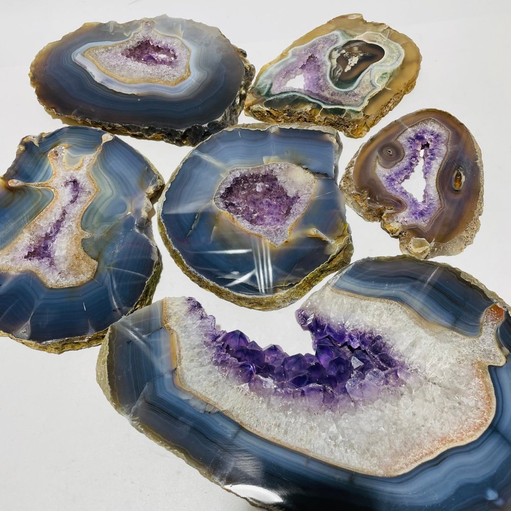 6 Pieces Large Polished Amethyst Geode Slab -Wholesale Crystals