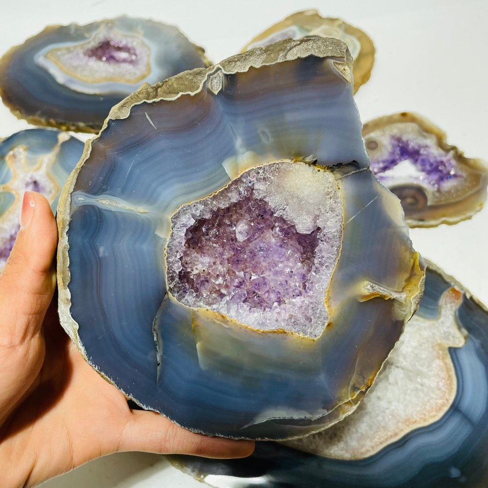 6 Pieces Large Polished Amethyst Geode Slab -Wholesale Crystals