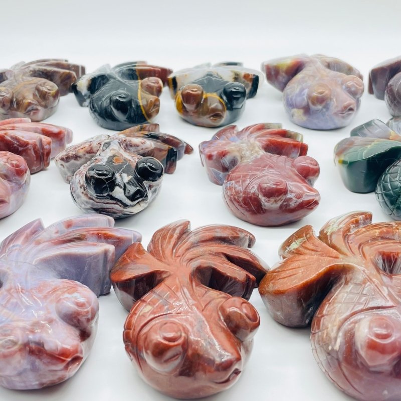 12 Pieces Ocean Jasper GoldFish Carving -Wholesale Crystals