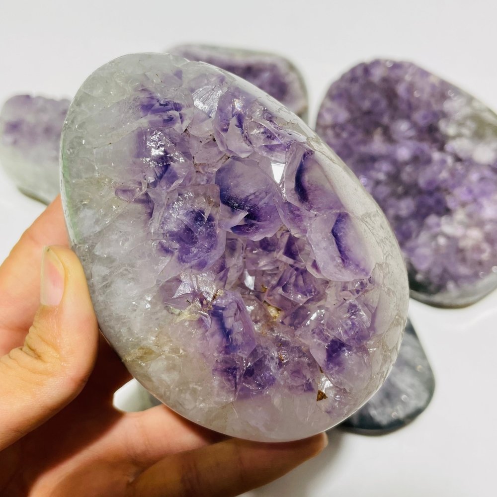 6 Pieces Polished Edge Purple Amethyst Cluster -Wholesale Crystals