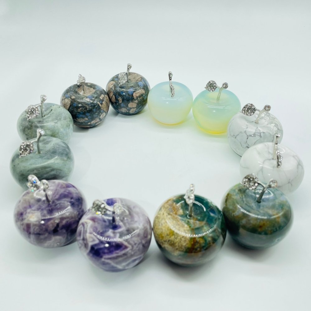 6 Types Chevron Amethyst&Labradorite Howlite Apple Carving Wholesale -Wholesale Crystals